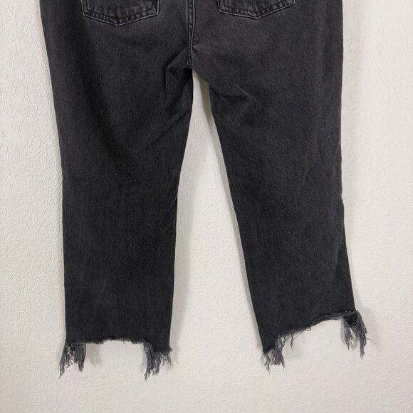 Free People Cropped Distressed Jeans Black Blown Out Knees Size 29 - Picture 13 of 14